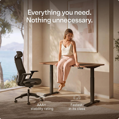 Homeone Standing Desk 60X30 — Ergonomic Sit Stand Home Office Desk, Made in Europe, Electric Dual Motor Height Adjustable, USB & USB-C Charging, Wobble-Free, Touchscreen, 3 Memory Presets