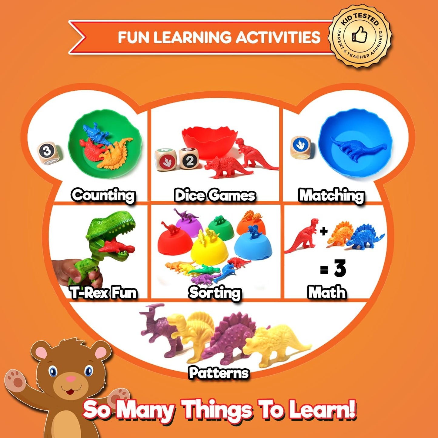 Stomp & Roar Dinosaurs - Sort, Count, Match & Play with 54Pc, Dice + Ebook