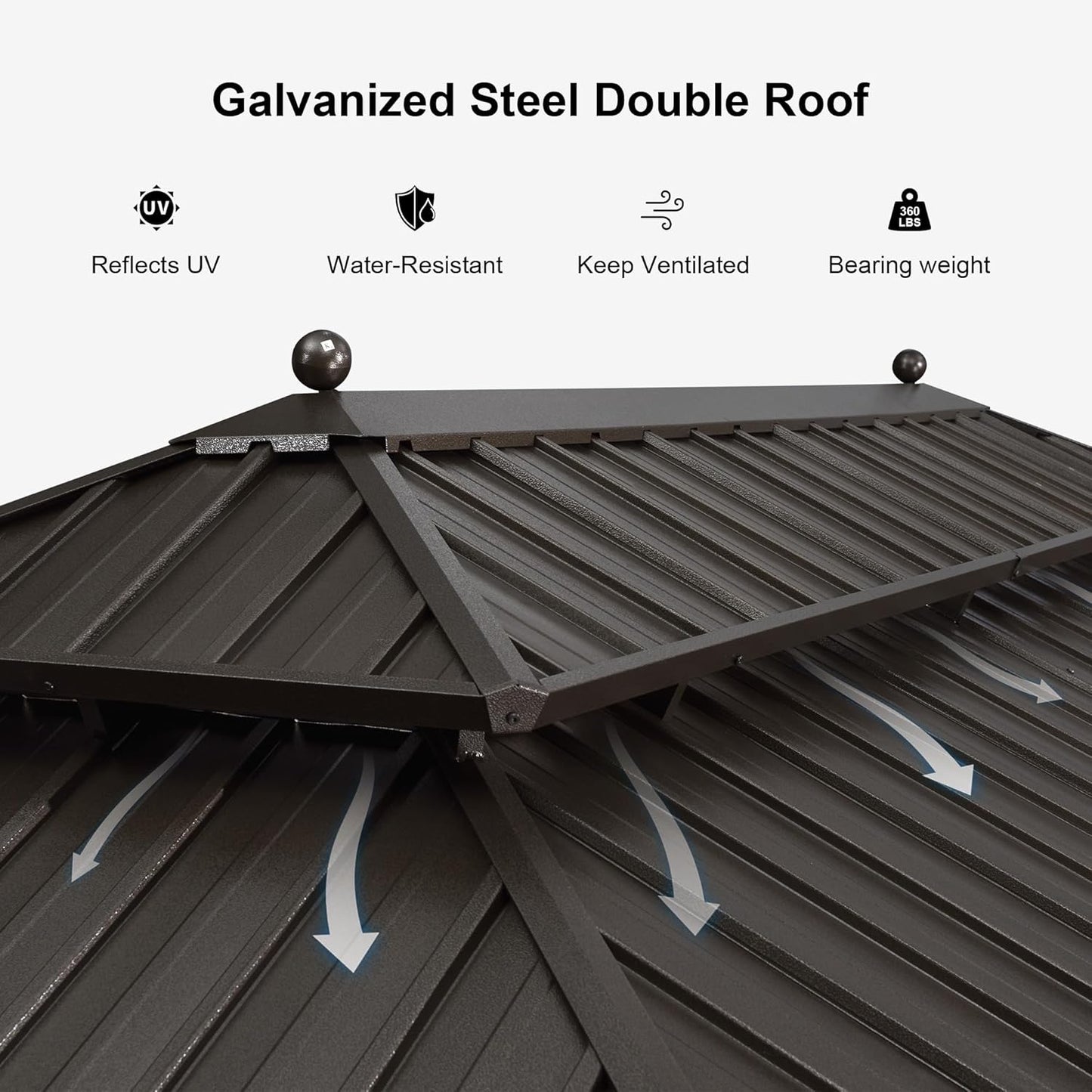 Outdoor Hardtop Gazebo 12' X 14' Bronze Metal 4.7" Wide Frame