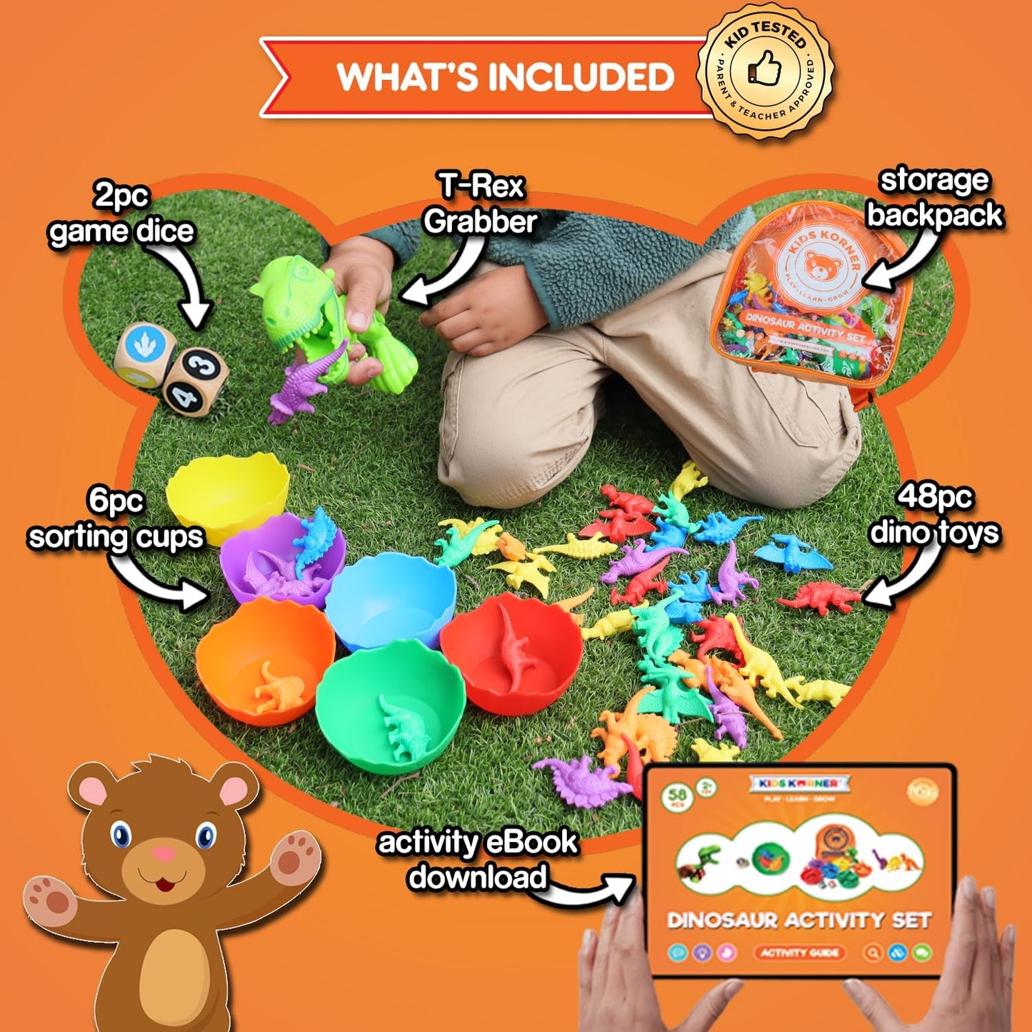 Stomp & Roar Dinosaurs - Sort, Count, Match & Play with 54Pc, Dice + Ebook