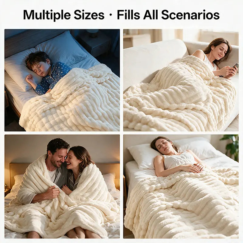Jeffans 3D Striped Textured Fluffy Blanket, Fleece Throw Blanket,Soft Fleece Throw Blanket for Sofa & Bed, All Season Machine Washable Decorative Blanket, Perfect Gift for Home, Living Room & Dorm