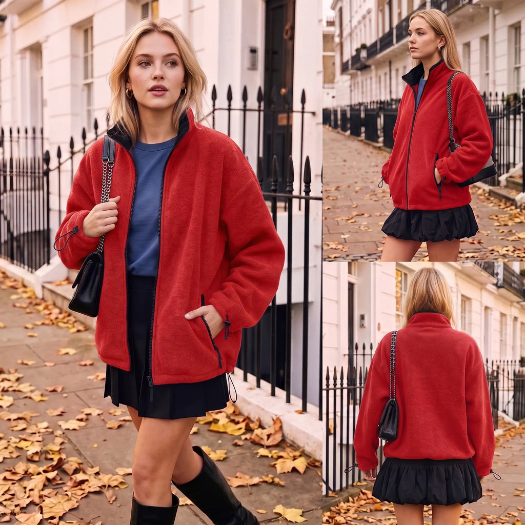 Yeezaa Zip up Fleece Jacket for Women Outerwear Coat 2026 Fashion Fall Winter Casual Classic-Fit Polar Soft Full-Zip Zip up Zipper up Jackets with Pocket Coats