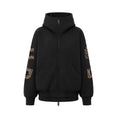 FDR Applique Letter Stand Collar Zip up Jacket & Leopard Panel Faux Two Piece Barrel Sweatpants Set Oversized Y2K Streetwear Unisex#Tiktokshopbacktoschool
