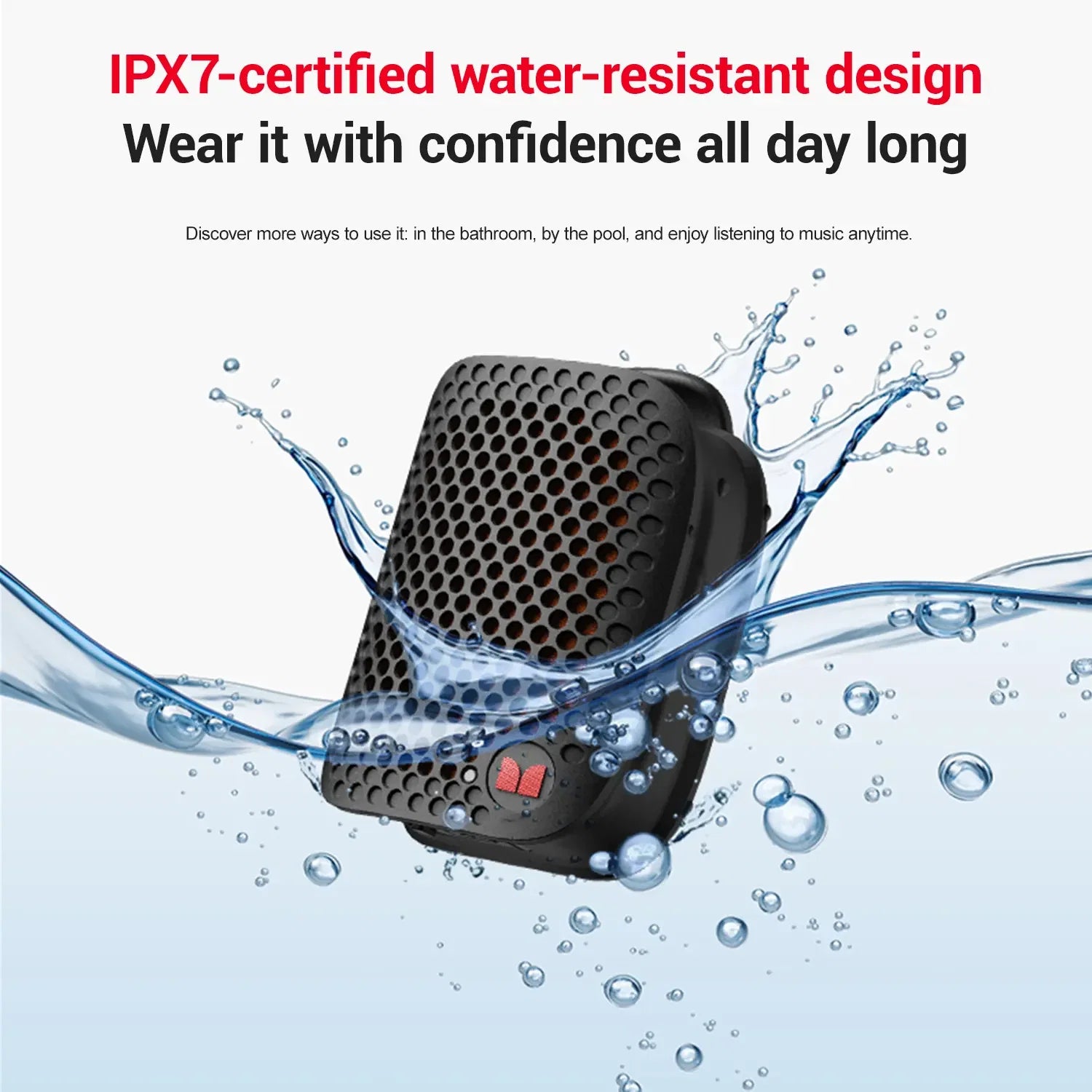 MONSTER M3 Portable Bluetooth Speaker, TWS Stereo Sound, IPX7 Waterproof, Magnetic Clip-On Wearable Speaker, Ultra-Portable 80G Wireless Speaker for Outdoor, Travel, Camping & Work - 2026 Deals for You Days