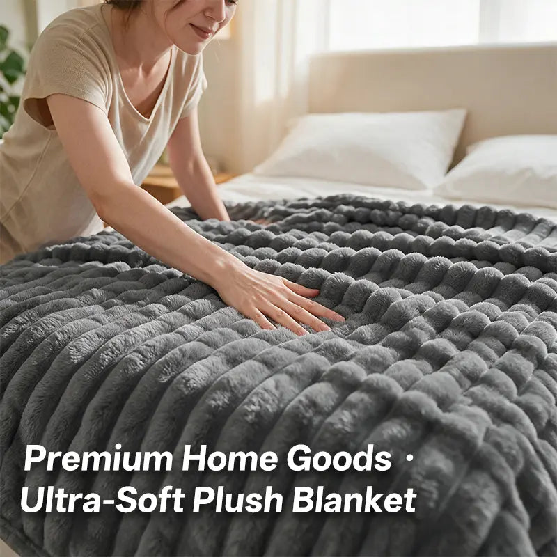Jeffans 3D Striped Textured Fluffy Blanket, Fleece Throw Blanket,Soft Fleece Throw Blanket for Sofa & Bed, All Season Machine Washable Decorative Blanket, Perfect Gift for Home, Living Room & Dorm