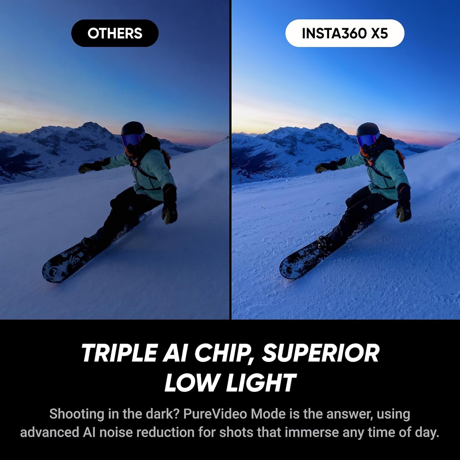 Insta360 X5 Snowboard Bundle - Waterproof 8K 360° Action Camera, Invisible Selfie Stick Effect, Leading Low Light, Rugged & Replaceable Lens, 3-Hour Battery, Clear Audio, Stabilization
