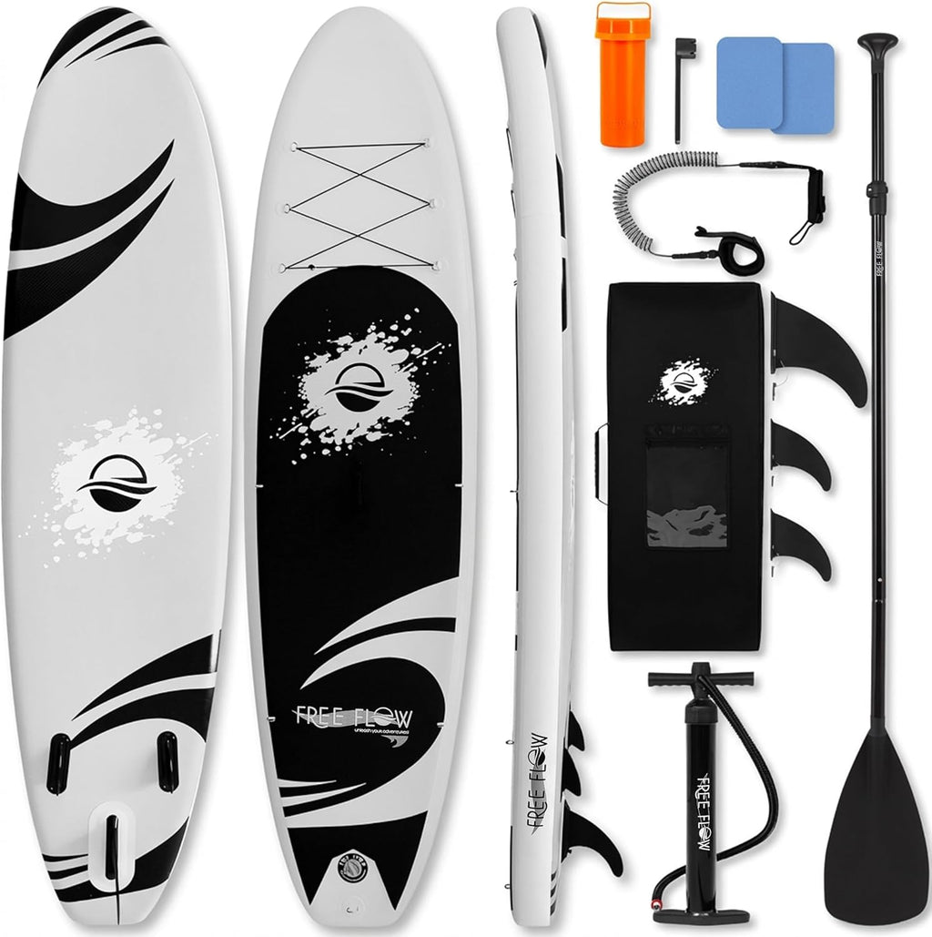 10’6” Inflatable Stand up Paddle Board with Premium SUP Accessories - 32” Wide Stable Design with Non-Slip EVA Deck Pad, for Youth and Adults, 350 Lbs. Capacity
