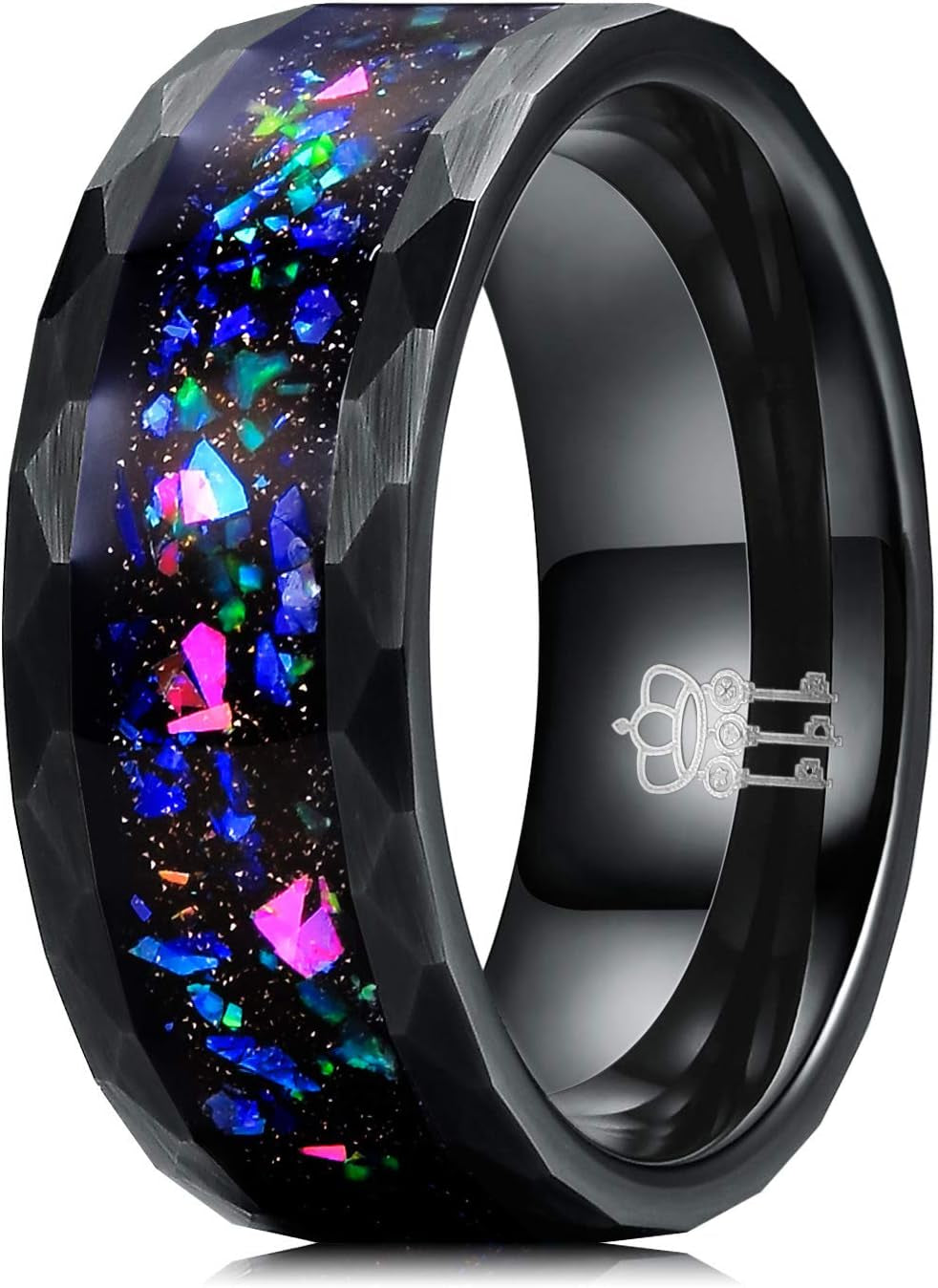 Tungsten Wedding Band Opal Inlay for Men Women