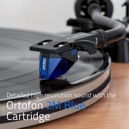 RT85 Reference High Fidelity Vinyl Turntable Record Player with Ortofon 2M Blue Cartridge, Acrylic Platter, Speed Control Motor, High Mass MDF Wood Plinth, Vibration Isolation Feet - Bamboo