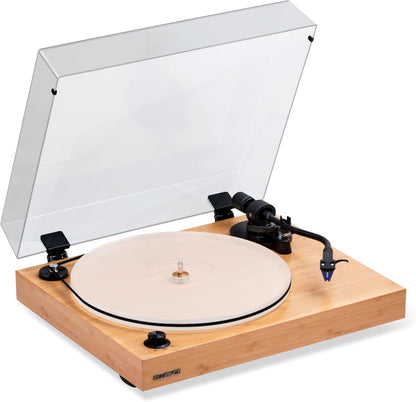 RT85 Reference High Fidelity Vinyl Turntable Record Player with Ortofon 2M Blue Cartridge, Acrylic Platter, Speed Control Motor, High Mass MDF Wood Plinth, Vibration Isolation Feet - Bamboo