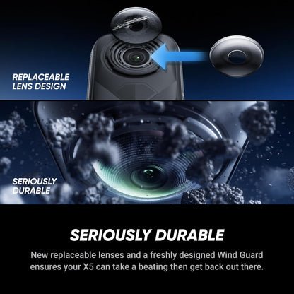 Insta360 X5 Motorcycle Bundle - Waterproof 8K 360° Action Camera, Rugged & Replaceable Lens, 3-Hour Battery, Clear Audio, Stabilization, Invisible Selfie Stick Effect, Leading Low Light
