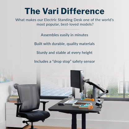 Vari Classic Electric Standing Desk – 60X30 – Black/Black