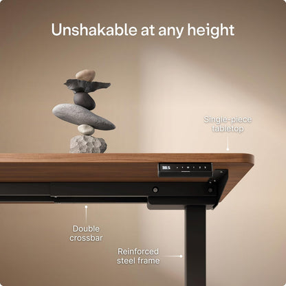 Homeone Standing Desk 60X30 — Ergonomic Sit Stand Home Office Desk, Made in Europe, Electric Dual Motor Height Adjustable, USB & USB-C Charging, Wobble-Free, Touchscreen, 3 Memory Presets