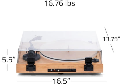 RT85 Reference High Fidelity Vinyl Turntable Record Player with Ortofon 2M Blue Cartridge, Acrylic Platter, Speed Control Motor, High Mass MDF Wood Plinth, Vibration Isolation Feet - Bamboo