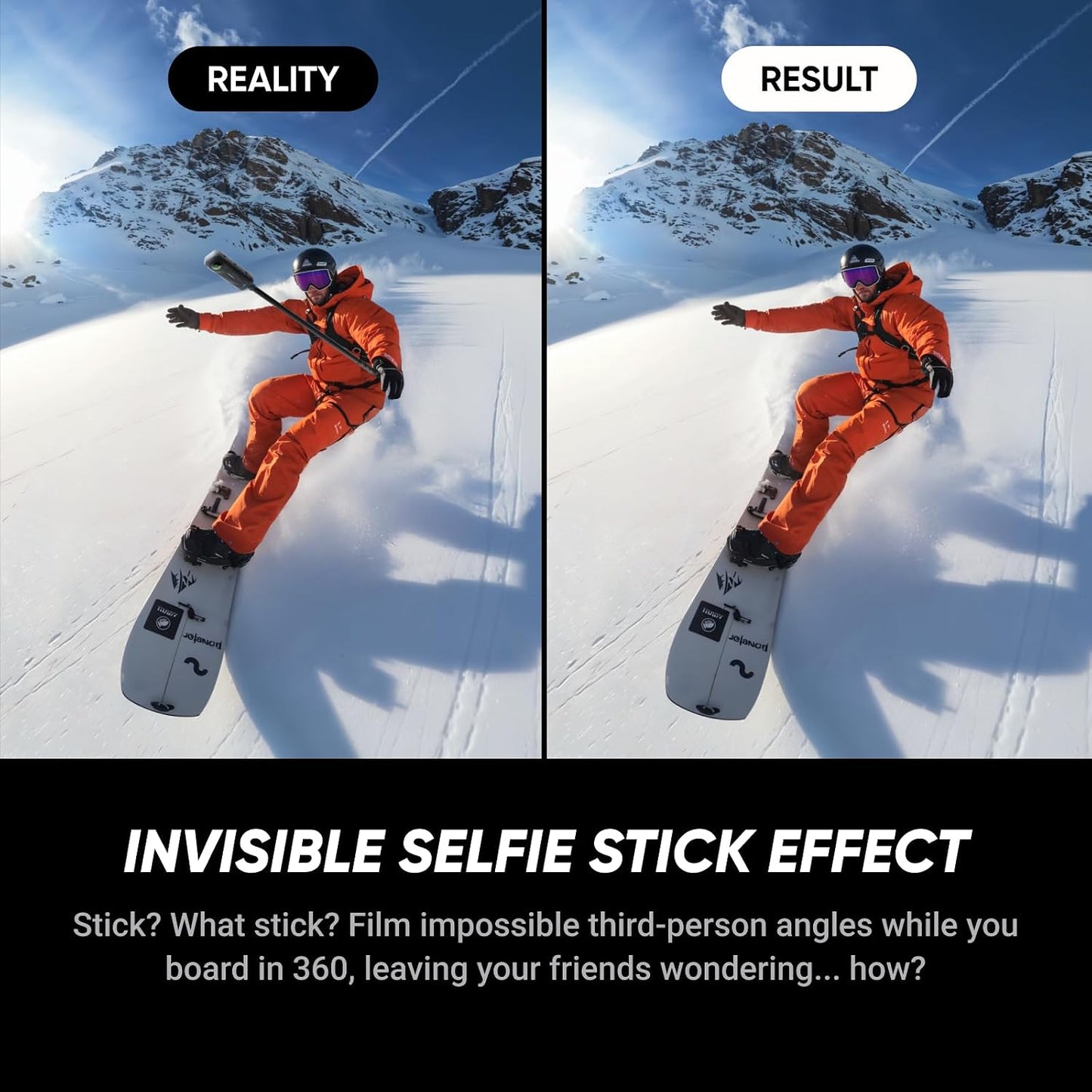 Insta360 X5 Snowboard Bundle - Waterproof 8K 360° Action Camera, Invisible Selfie Stick Effect, Leading Low Light, Rugged & Replaceable Lens, 3-Hour Battery, Clear Audio, Stabilization