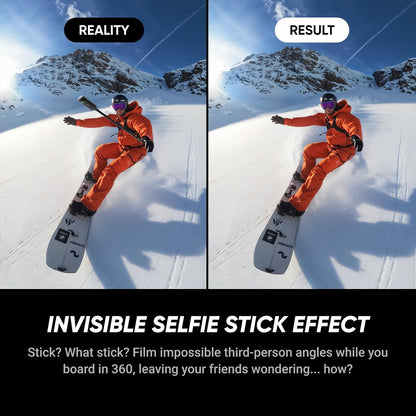 Insta360 X5 Snowboard Bundle - Waterproof 8K 360° Action Camera, Invisible Selfie Stick Effect, Leading Low Light, Rugged & Replaceable Lens, 3-Hour Battery, Clear Audio, Stabilization