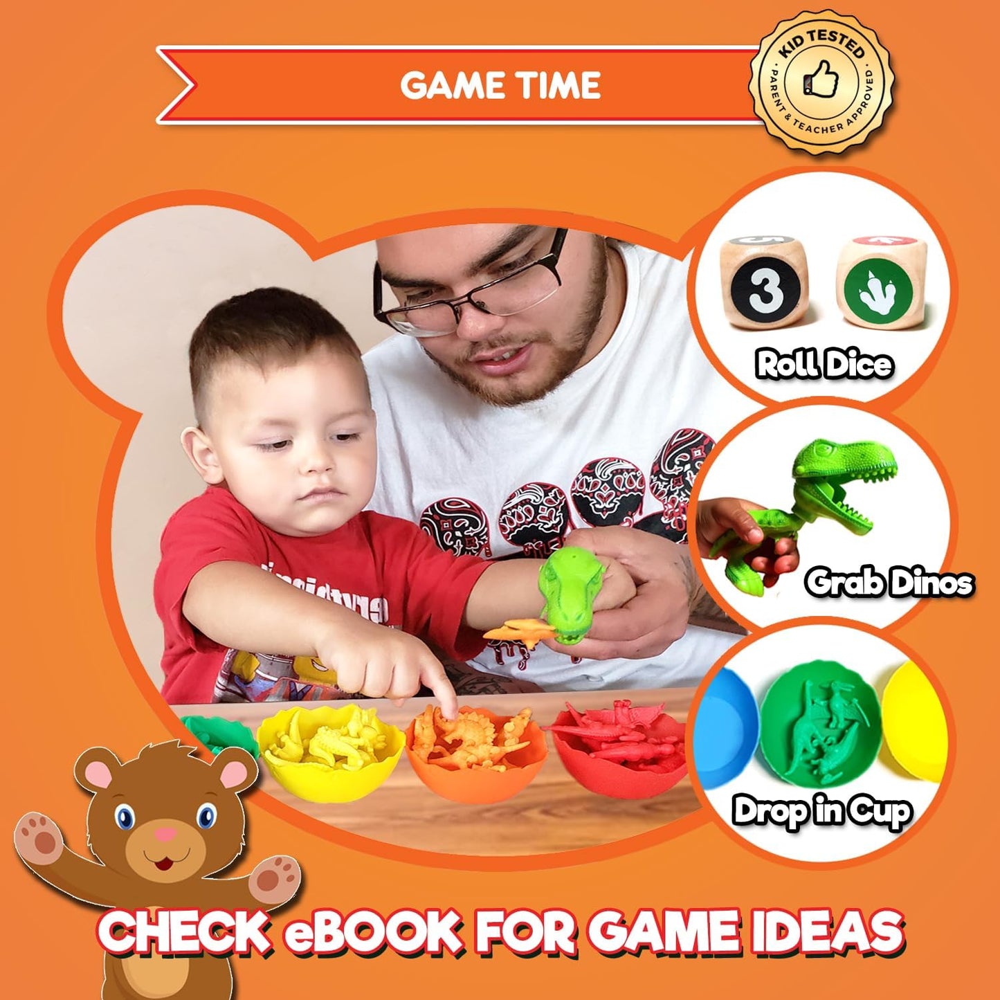 Stomp & Roar Dinosaurs - Sort, Count, Match & Play with 54Pc, Dice + Ebook