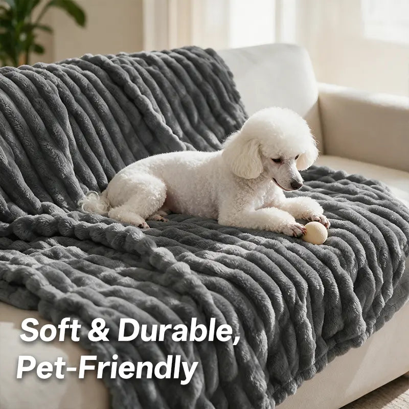Jeffans 3D Striped Textured Fluffy Blanket, Fleece Throw Blanket,Soft Fleece Throw Blanket for Sofa & Bed, All Season Machine Washable Decorative Blanket, Perfect Gift for Home, Living Room & Dorm