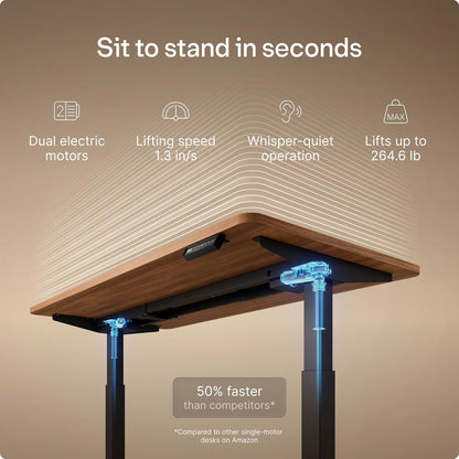 Homeone Standing Desk 60X30 — Ergonomic Sit Stand Home Office Desk, Made in Europe, Electric Dual Motor Height Adjustable, USB & USB-C Charging, Wobble-Free, Touchscreen, 3 Memory Presets