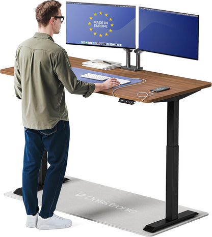 Homeone Standing Desk 60X30 — Ergonomic Sit Stand Home Office Desk, Made in Europe, Electric Dual Motor Height Adjustable, USB & USB-C Charging, Wobble-Free, Touchscreen, 3 Memory Presets