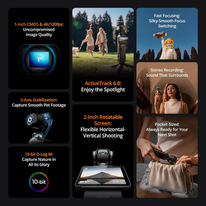 DJI Osmo Pocket 3 Creator Combo, Vlogging Camera with 1'' CMOS & 4K/120Fps